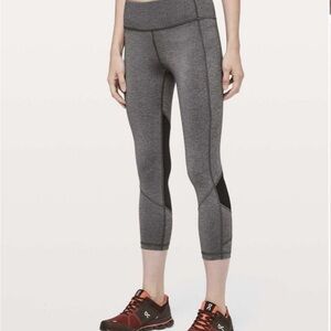 Lululemon Pace Rival Gray and Black Cropped Leggings